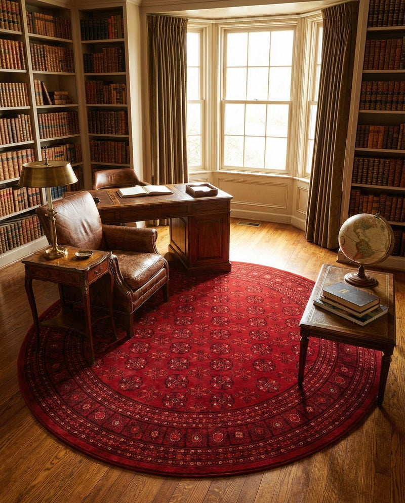 Samarkand Elegance Collection Area Rug -  Konye-Urgench Round Red  lifestyle 64