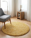 Alpine Plush Collection Area Rug -  Cortina (Sun Yellow) Round Sun Yellow  lifestyle 65