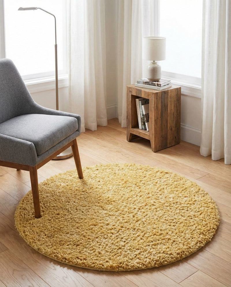 Alpine Plush Collection Area Rug -  Cortina (Sun Yellow) Round Sun Yellow  lifestyle 65