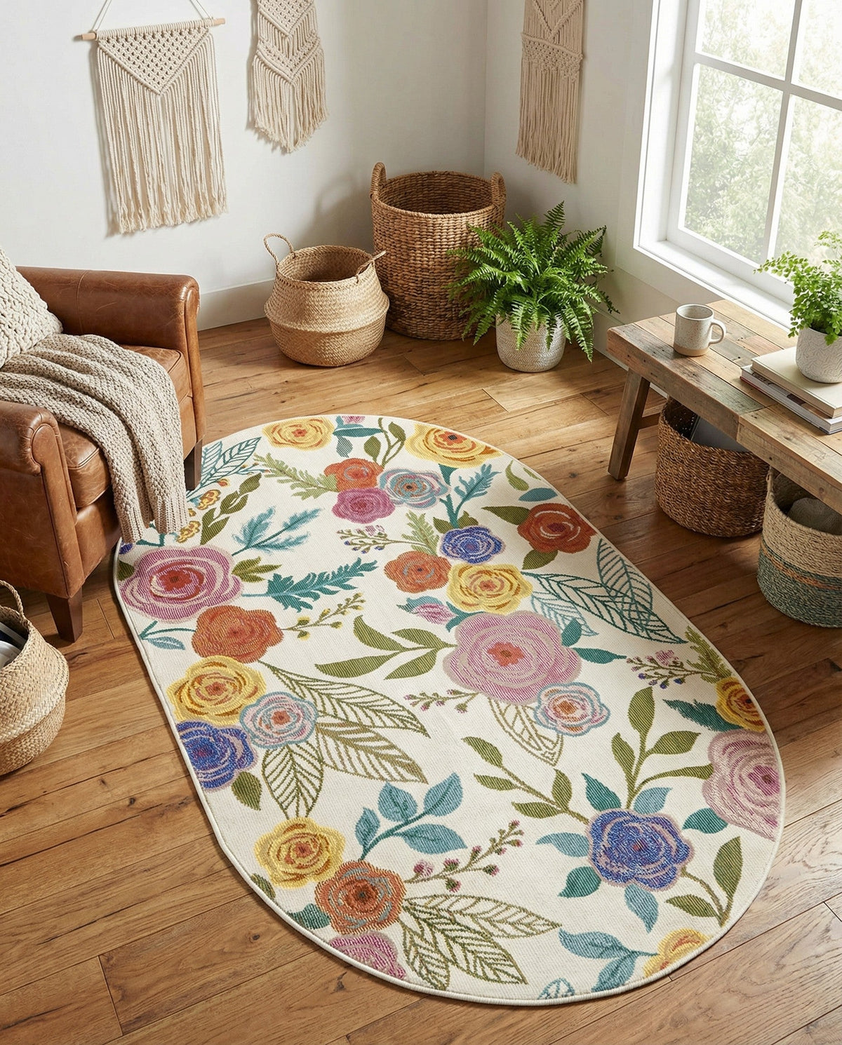 Meadow Breeze Collection Area Rug -  Petal Oval Ivory  lifestyle 158