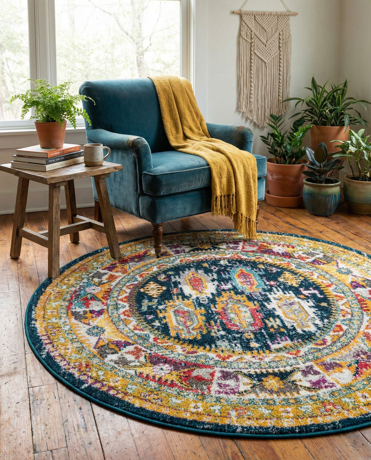 Brighton Terrace Collection Area Rug -  Portslade Round Navy Blue  lifestyle 109