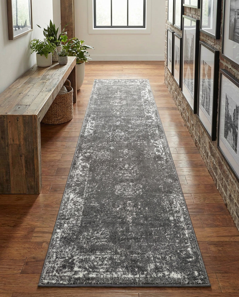 Riviera Elegance Collection Area Rug - Antibes (Dark Gray) Runner Dark Gray  lifestyle 58