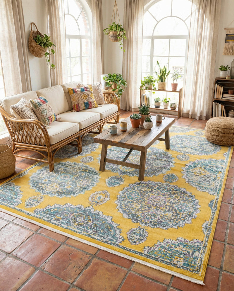 Arcadia Rugs Collection Area Rug -  Atlantis (Yellow) Rectangle Yellow  lifestyle 7