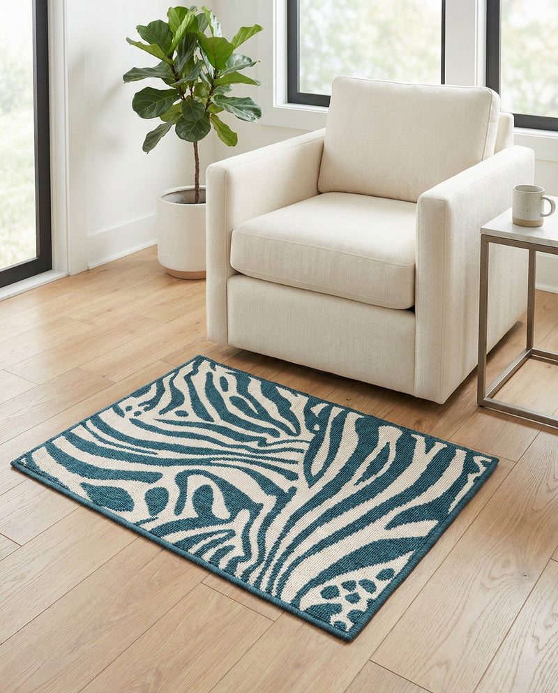 Savannah Escape Collection Area Rug -  Masai Rectangle Navy Blue and Ivory  lifestyle 30