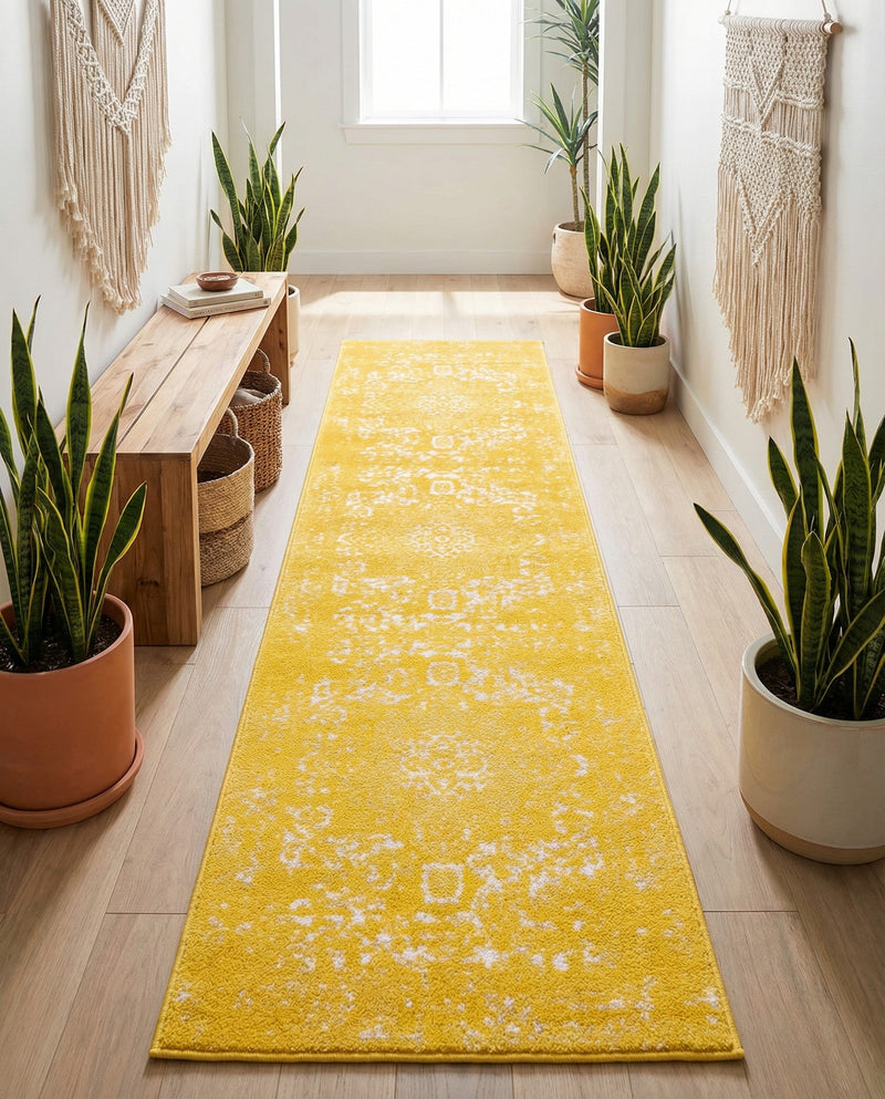 Georgetown Rugs Collection Area Rug - Dupont (Yellow) Runner Yellow  lifestyle 73