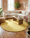Solid Shag Seaside Collection Area Rug - Azure Cove (Yellow) Round Yellow  lifestyle 39