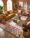 Mediterranean Lattice Collection Area Rug -  Casablanca (Ivory Multi) Rectangle Ivory Multi  lifestyle 15
