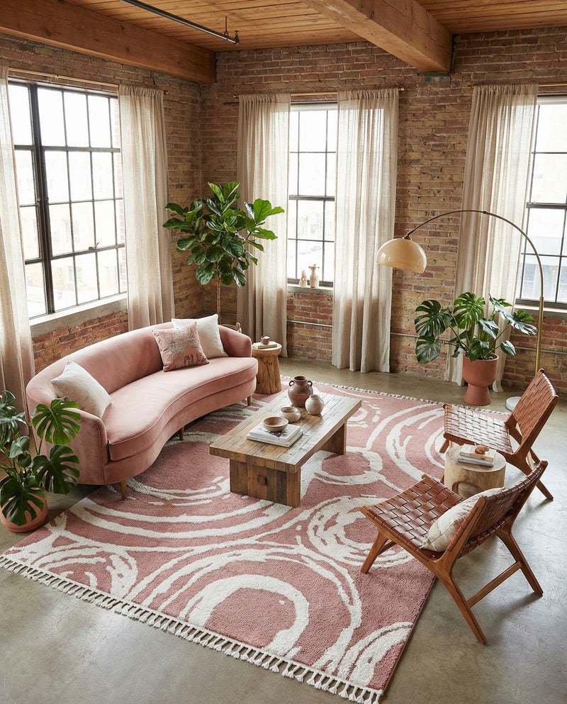 Sahara Chic Collection Area Rug -  Nubia Rectangle Pink  lifestyle 50