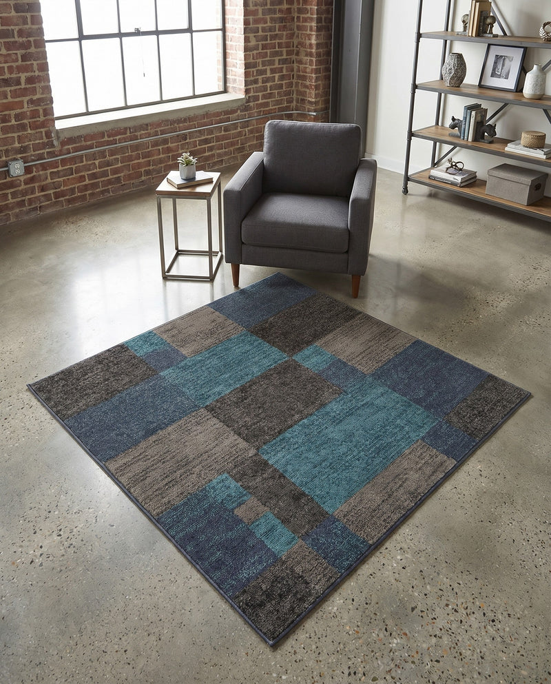Autumn Meadow Collection Area Rug -  Sycamoreside (Blue Gray) Square Blue Gray  lifestyle 69
