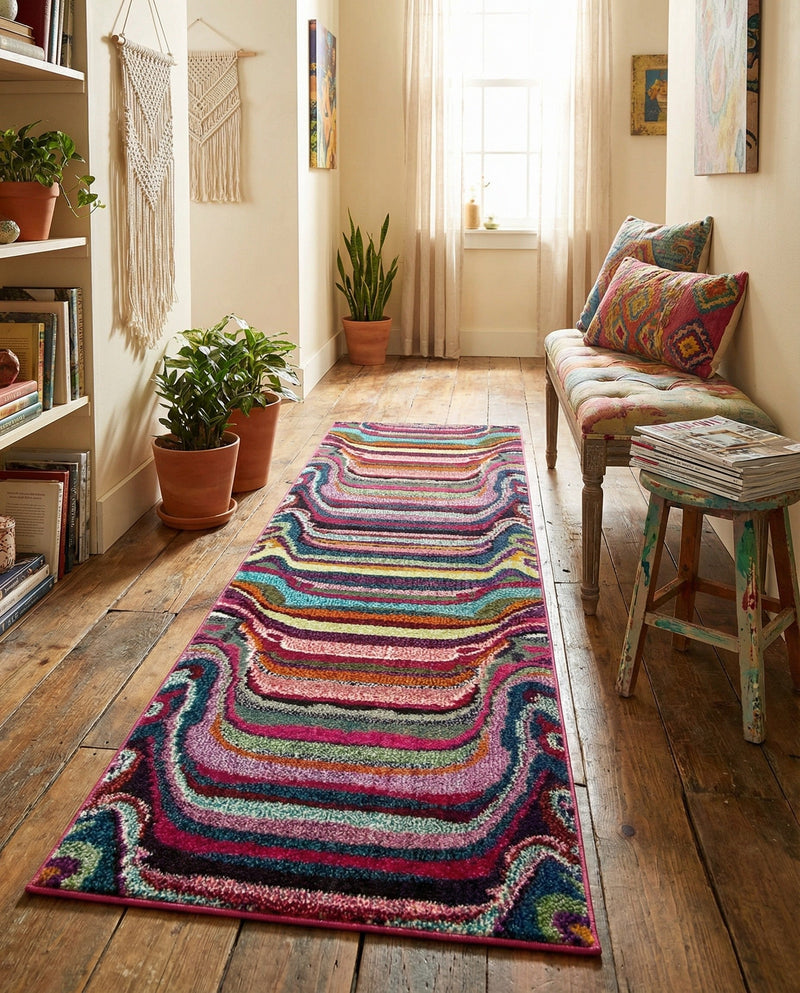 Chromatic Oasis Collection Area Rug -  Dapple Runner Multi  lifestyle 50