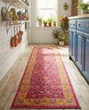 Casablanca Tapestry Collection Area Rug -  Marrakech (Berry Pink) Runner Berry Pink  lifestyle 31