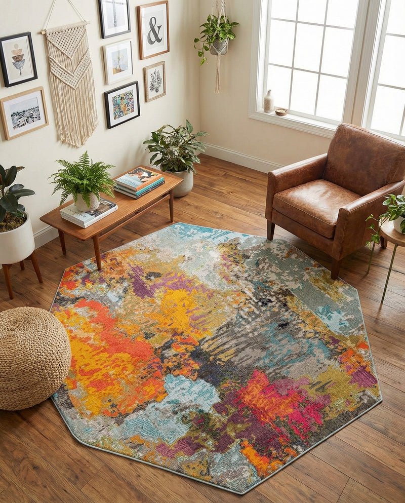 Colorburst Oasis Collection Area Rug -  Spectrum Octagon Multi  lifestyle 28