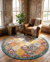 Brighton Terrace Collection Area Rug -  Rottingdean (Multi) Round Multi  lifestyle 69