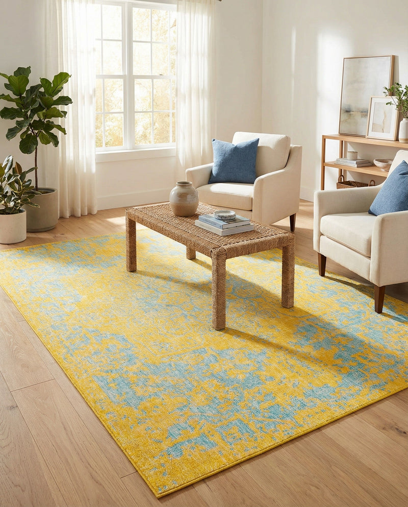 Urban Oasis Rugs Collection Area Rug -  Penthouse (Yellow and Aqua) Rectangle Yellow and Aqua  lifestyle 15