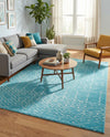 Marrakesh Lattice Collection Area Rug - Casablanca (Teal blue) Rectangle Teal blue  lifestyle 21