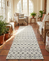 Mediterranean Lattice Collection Area Rug - Santorini (Ivory and Gray) Runner Ivory and Gray  lifestyle 47