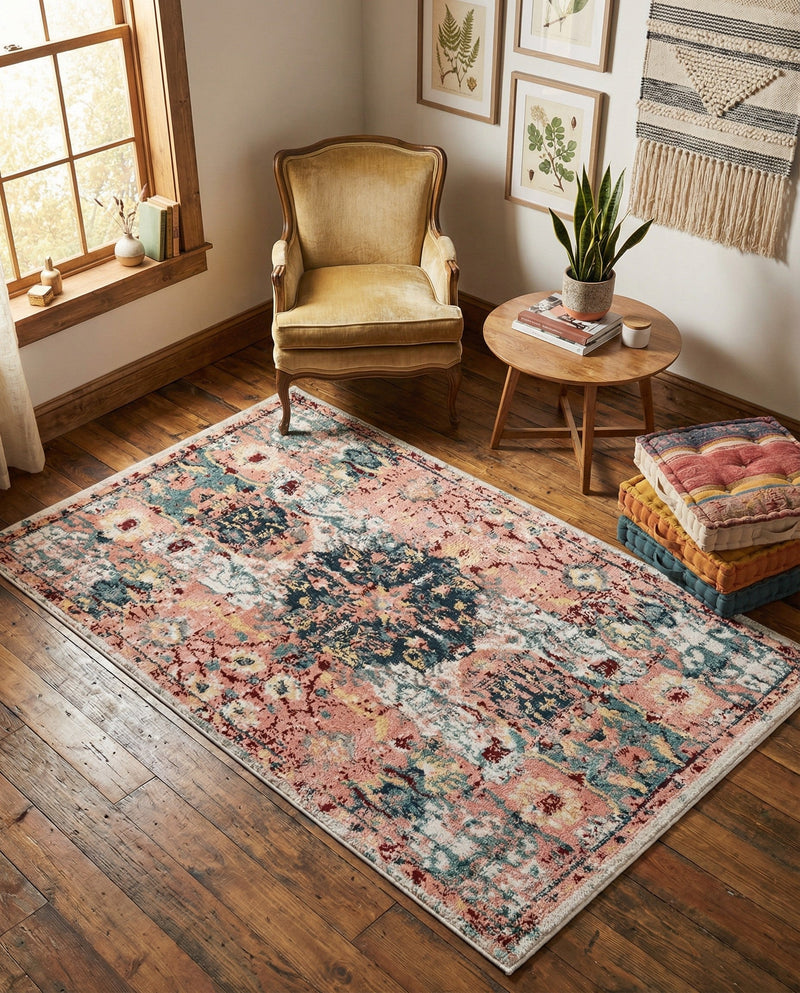 Savannah Elegance Collection Area Rug -  Azalea Rectangle Pink  lifestyle 45