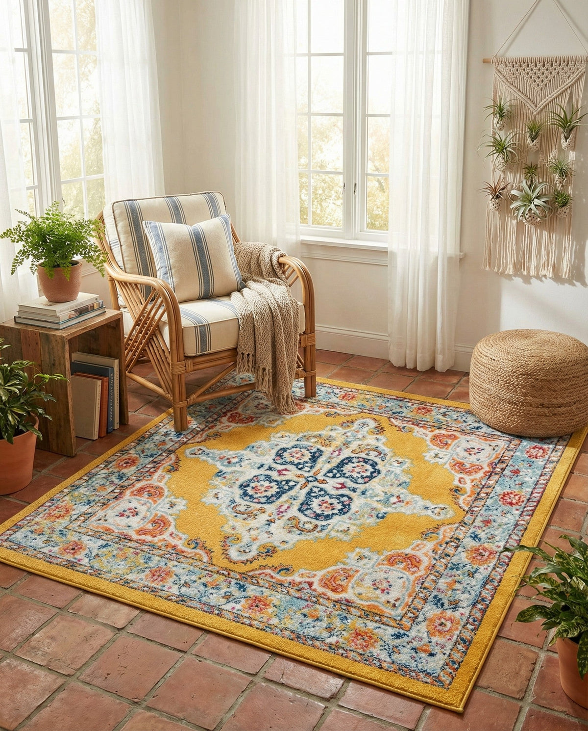 Beverly Grove Collection Area Rug -  Fairfax (Yellow) Square Yellow  lifestyle 87