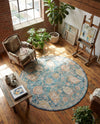 Seville Stripes Collection Area Rug -  Cordoba (Blue) Round Blue  lifestyle 72