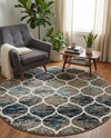 Trellis Mosaic Collection Area Rug -  Pergolatown (Blue Multi) Round Blue Multi  lifestyle 46