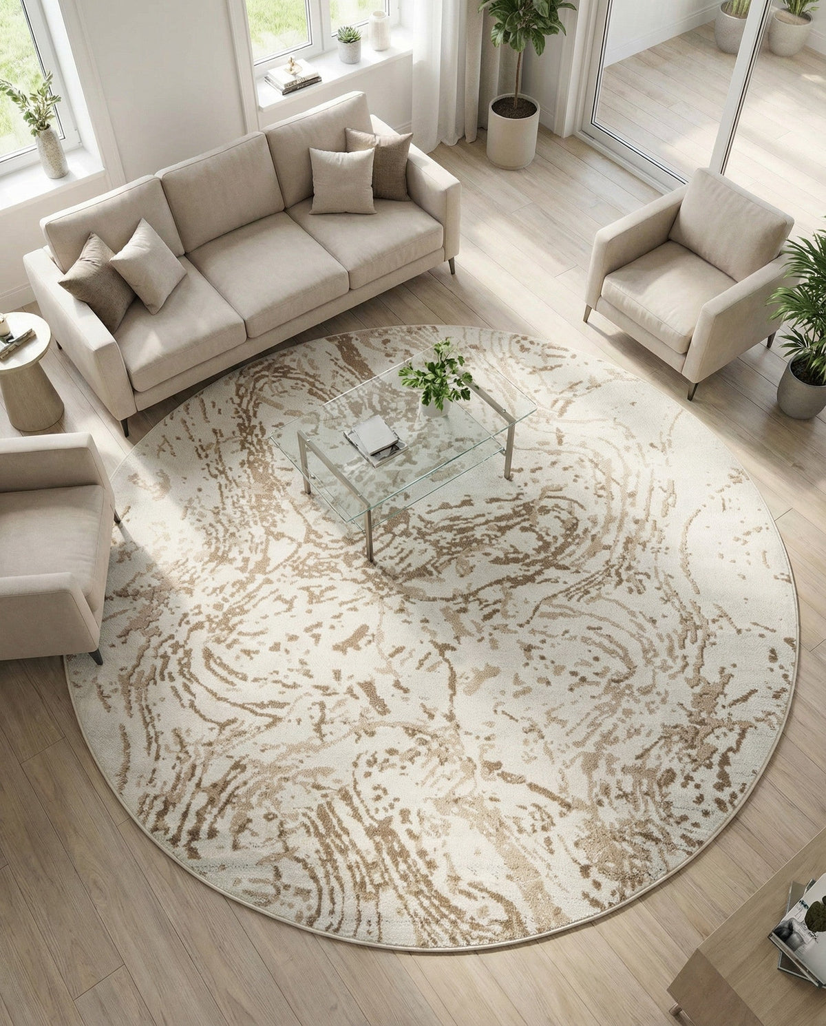 Coastal Haven Collection Area Rug -  Nautilus Round Ivory  lifestyle 46