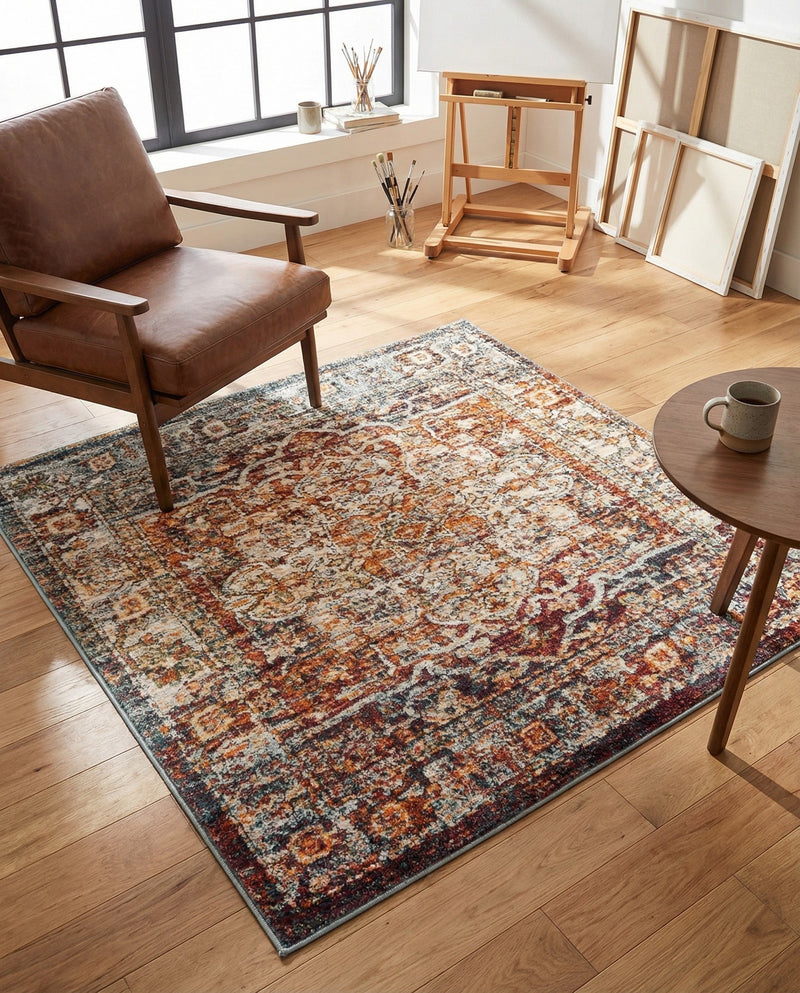 Savannah Soiree Collection Area Rug -  Everglade (Multi) Square Multi  lifestyle 37