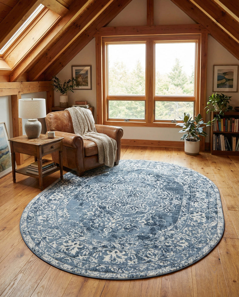 Cambridge Classics Collection Area Rug -  Magdalene (Blue) Oval Blue  lifestyle 55