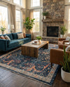 Seville Stripes Collection Area Rug -  Malaga (Navy Blue) Rectangle Navy Blue  lifestyle 38