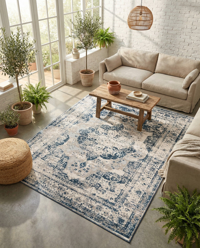 Riviera Elegance Collection Area Rug -  Menton (Blue) Rectangle Blue  lifestyle 24