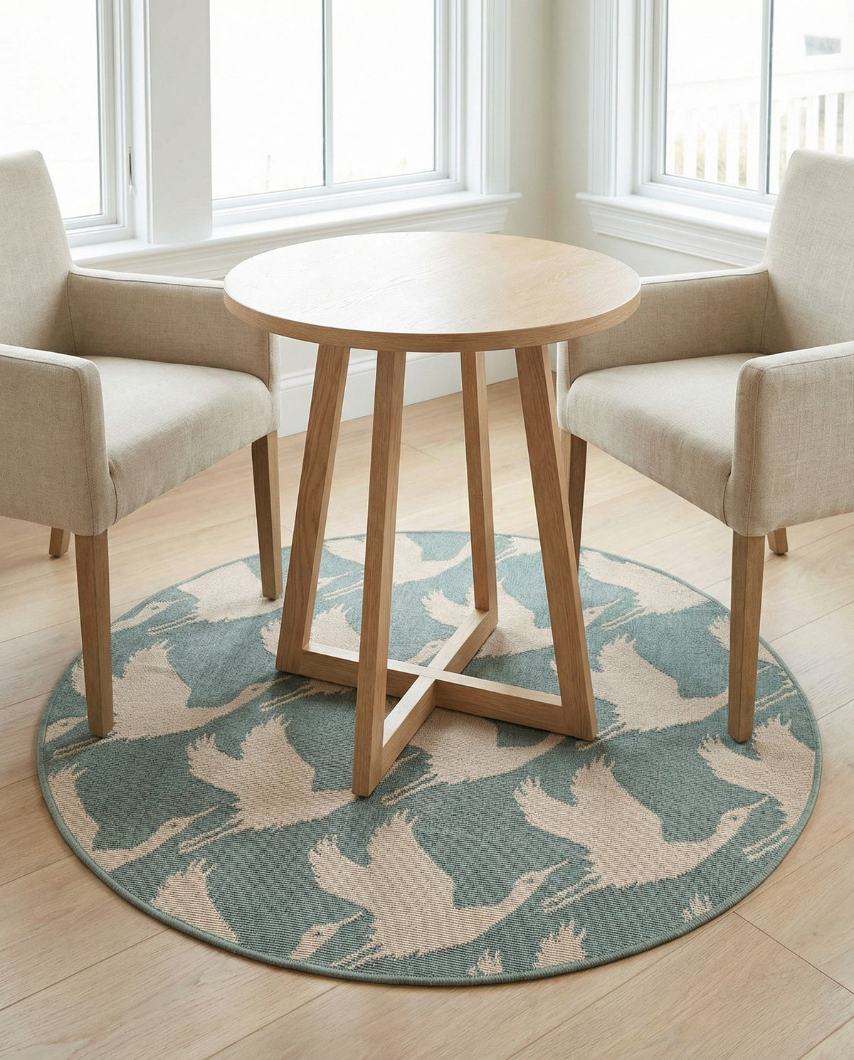 Seaside Haven Rugs Collection Area Rug -  Pelican Round Stone Blue  lifestyle 62