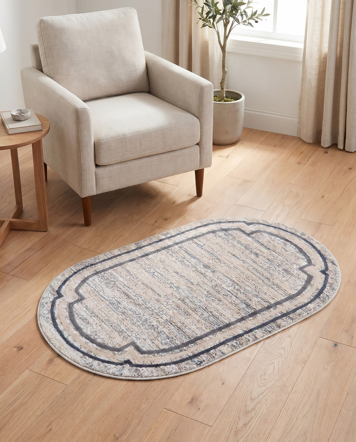 Serenity Sands Collection Area Rug -  Hushhaven Oval Gray  lifestyle 74