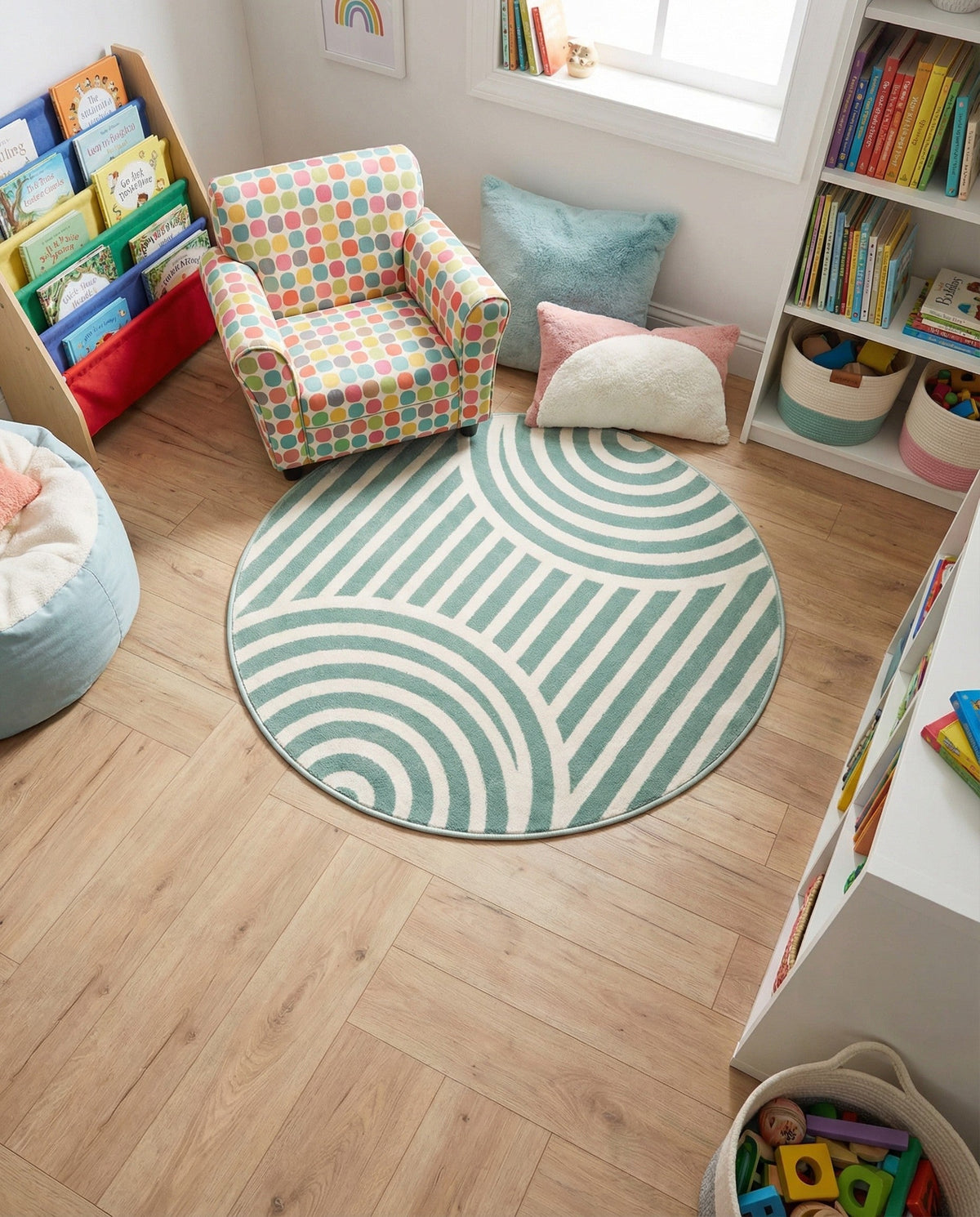 Wonder Tykes Collection Area Rug -  Joydale Round Soft Green  lifestyle 193