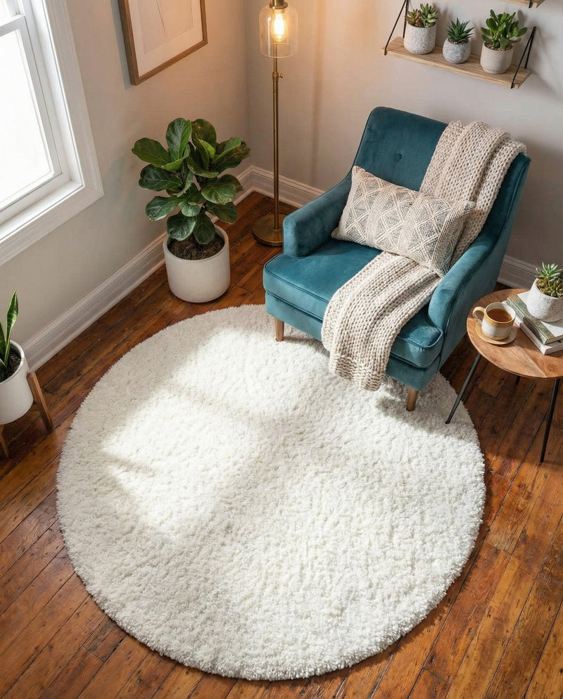 Alpine Plush Collection Area Rug -  Cortina (White) Round White  lifestyle 70