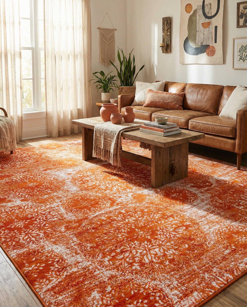 Riviera Elegance Collection Area Rug -  Monaco (Orange) Rectangle Orange  lifestyle 13