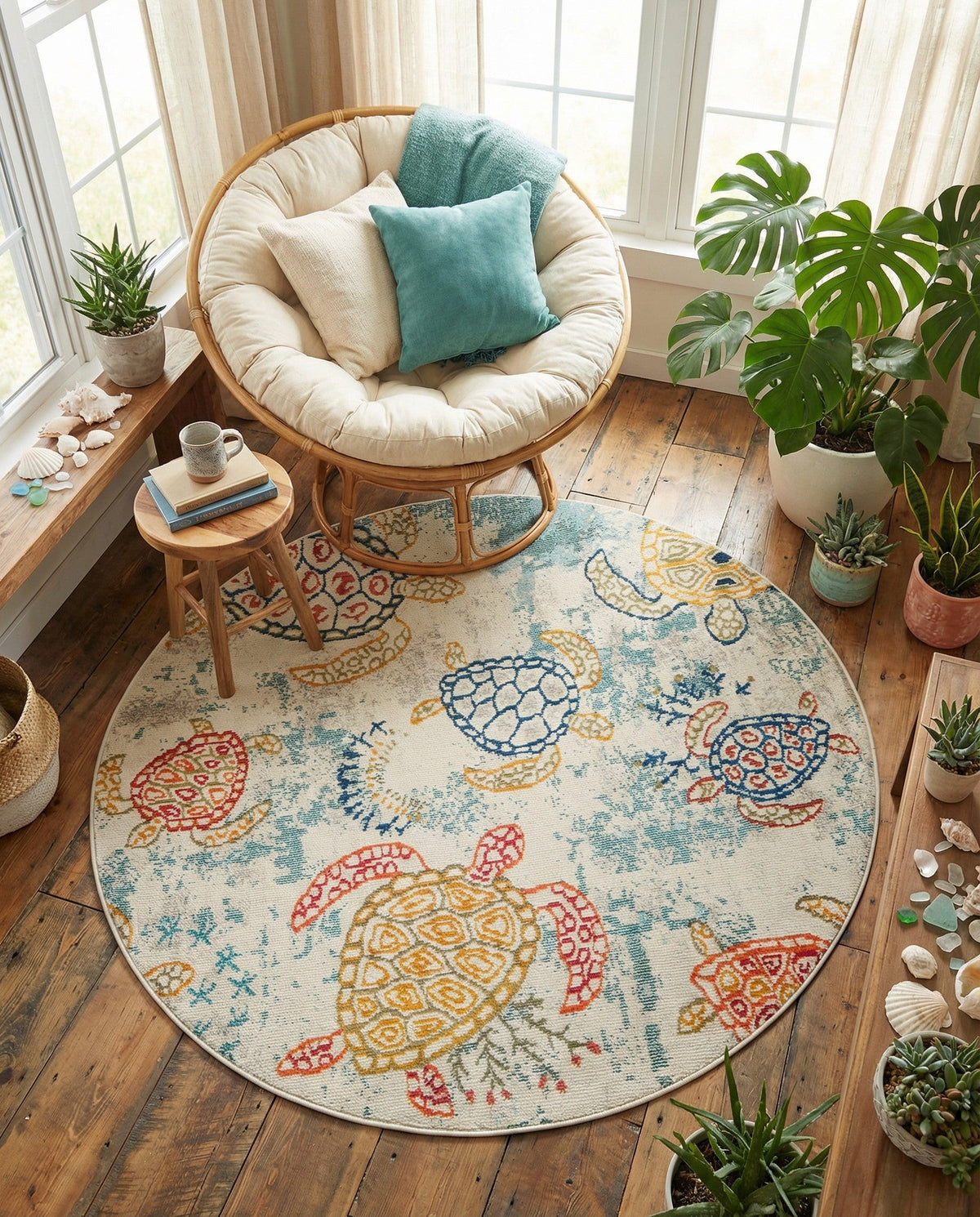 Sorrento Shores Collection Area Rug -  Massa Round Beige  lifestyle 71