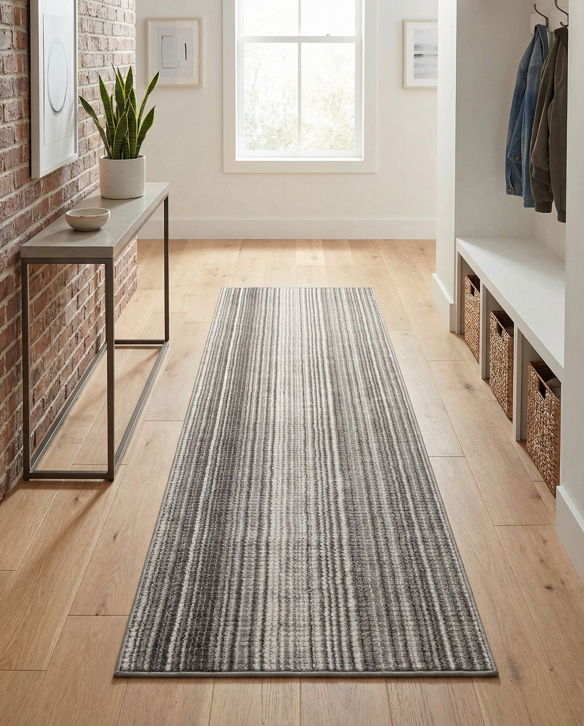 Jewel Oasis Collection Area Rug - Sapphire (Gray) Runner Gray  lifestyle 93