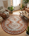 Savannah Elegance Collection Area Rug -  Tybee (Terracotta) Round Terracotta  lifestyle 45