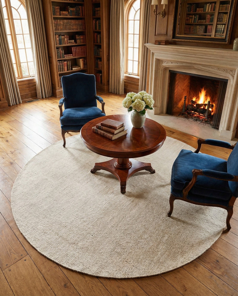 Berkshire Estate Collection Area Rug - Windsor (Vanilla Bean) Round Vanilla Bean  lifestyle 43