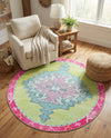 Heritage Elegance Collection Area Rug -  Winterthur (Green) Round Green  lifestyle 55