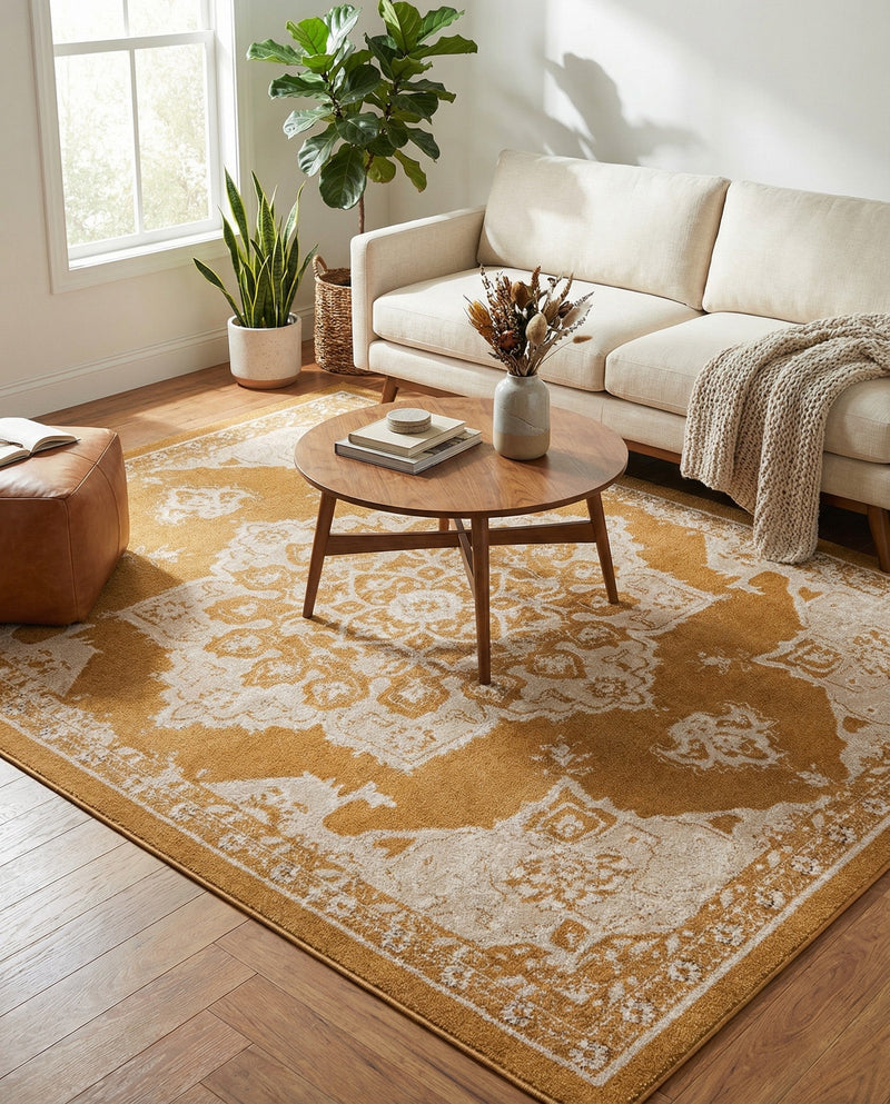 Eden Oasis Collection Area Rug -  Tranquility (Yellow) Rectangle Yellow  lifestyle 12