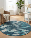 Seaside Haven Rugs Collection Area Rug -  Wavecrest Round Blue  lifestyle 55