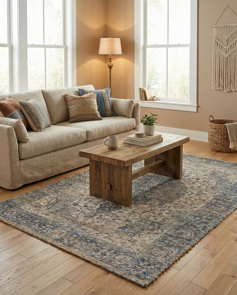 Savannah Threads Collection Area Rug - Charleston Rectangle Blue  lifestyle 14