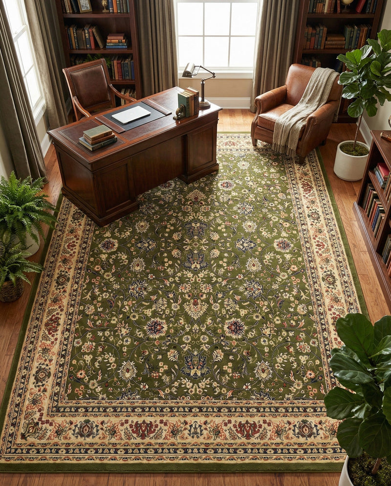 Isfahan Elegance Collection Area Rug - Naghsh-e Jahan (Green) Rectangle Green  lifestyle 33