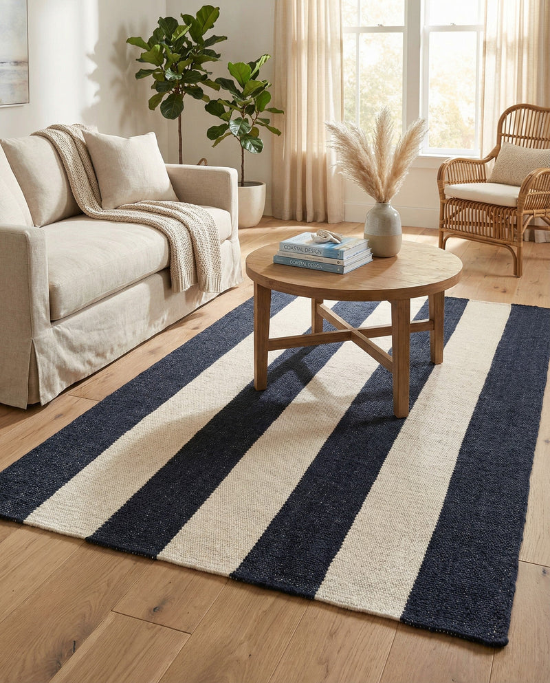 Martha's Vineyard Blueprints Collection Area Rug - Edgartown Rectangle Nautical Navy  lifestyle 50