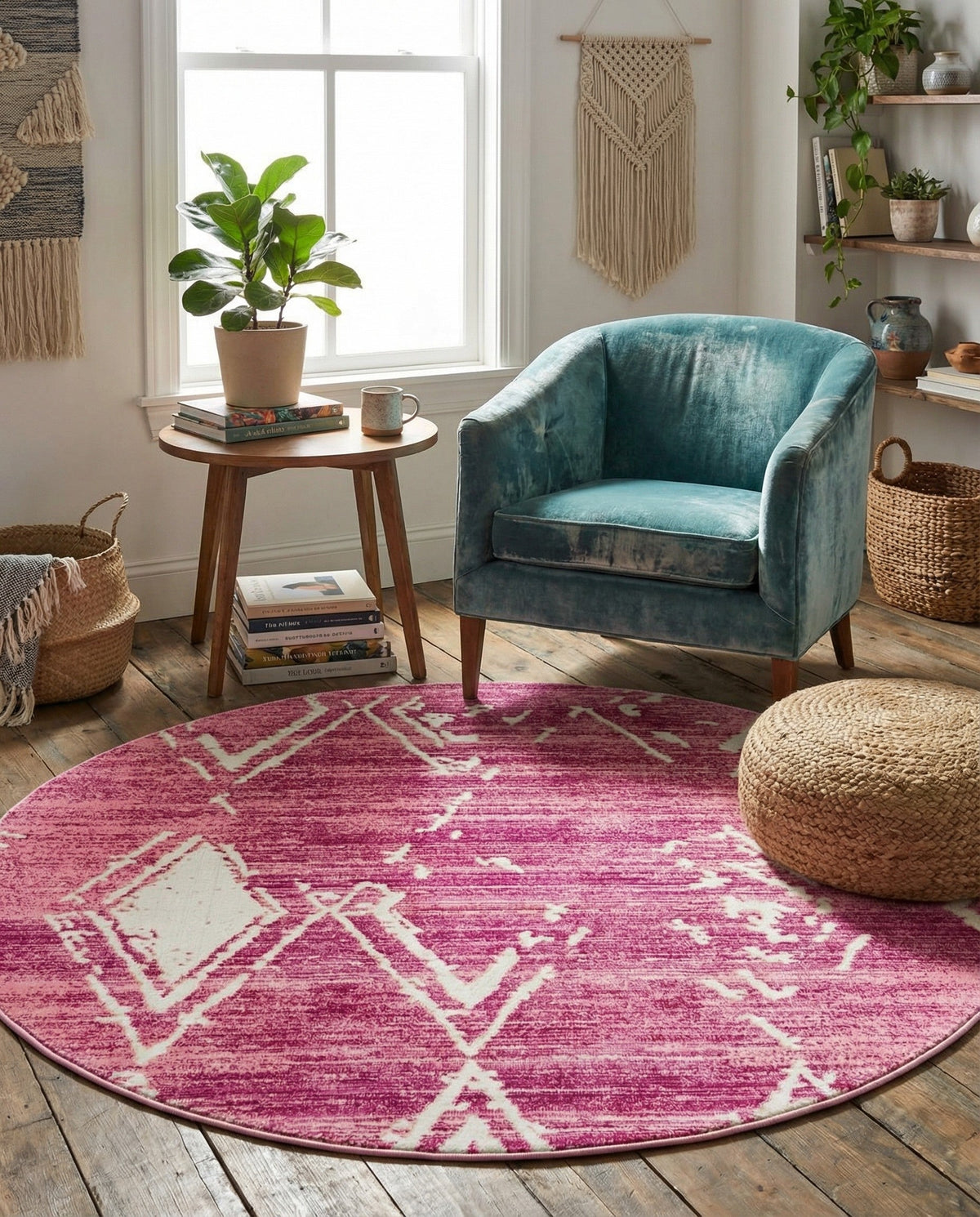 Metro Heights Collection Area Rug -  Madison Round Pink  lifestyle 157