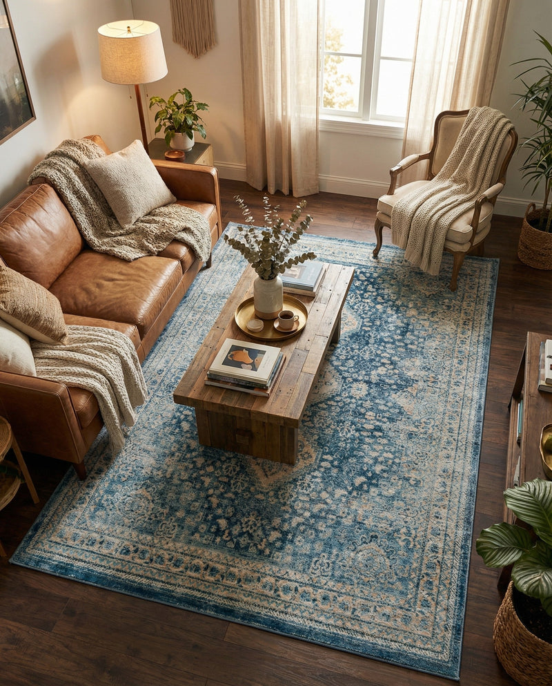 Coastal Haven Collection Area Rug -  Harborview Rectangle Navy Blue  lifestyle 50