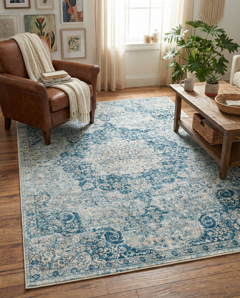 Coastal Haven Collection Area Rug - Seabreeze (Navy Blue) Rectangle Navy Blue  lifestyle 7