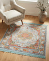 Caribbean Breeze Collection Area Rug -  Floriana Square Light Blue  lifestyle 71