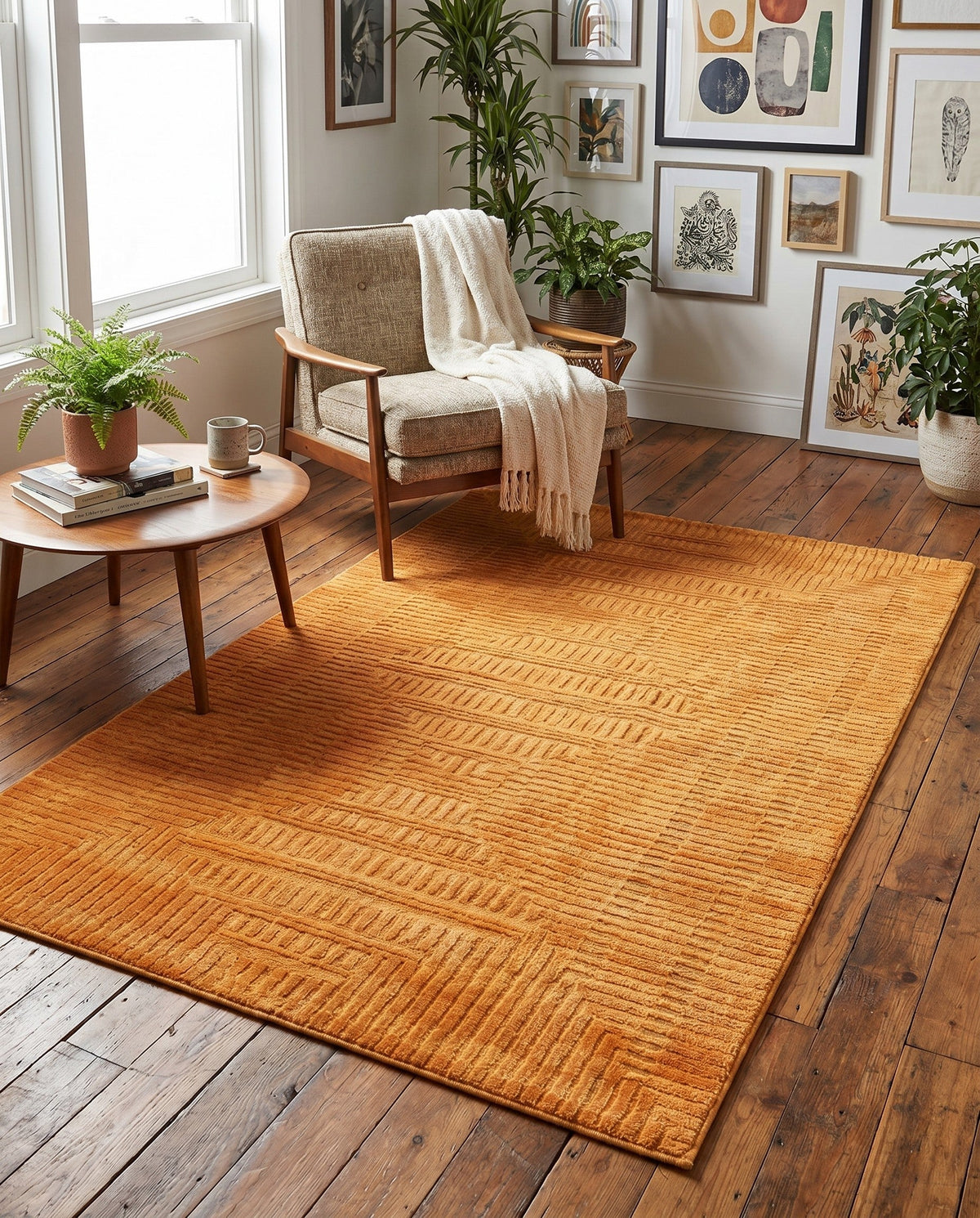 Haven Tapestry Collection Area Rug -  TranquilGlade Rectangle Goldenrod Glow  lifestyle 14