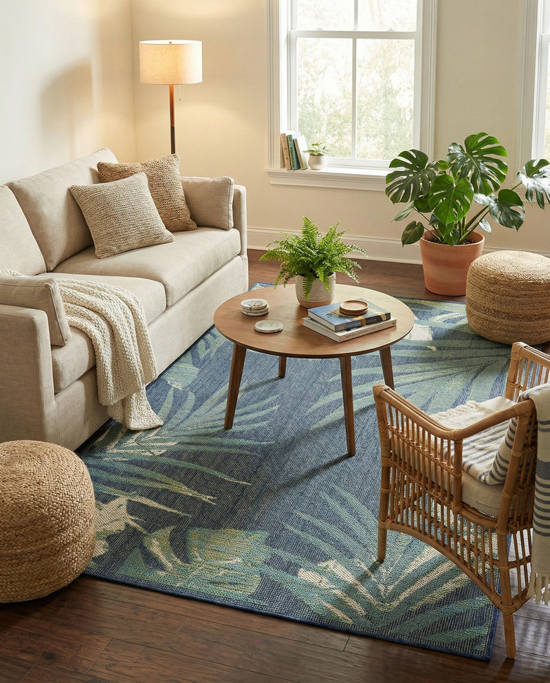 Coastal Terrace Collection Area Rug -  Anchor Rectangle Navy Blue  lifestyle 21